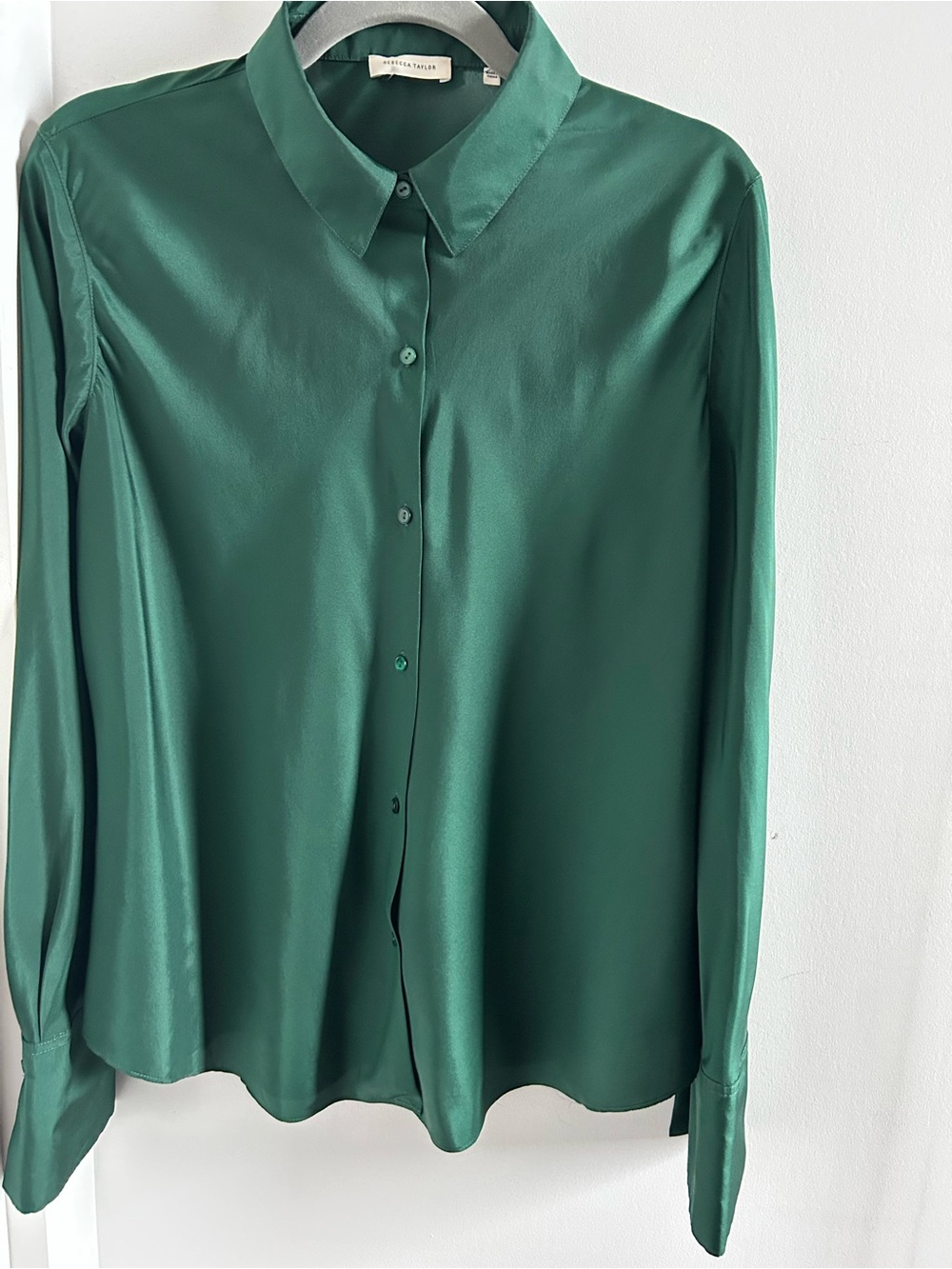 Green Silk blend Button-Down Shirt